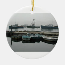 Boats in the Serene Early Morning Christmas Tree Ornaments