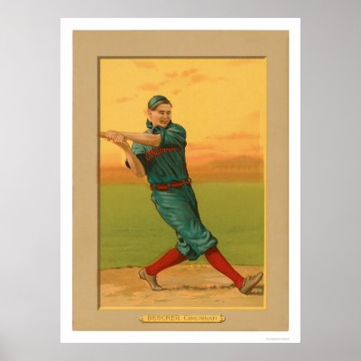Bob Bescher Reds Baseball 1911 Poster by lc_baseball