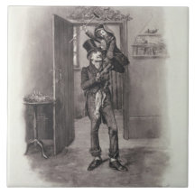 Bob Cratchit and Tiny Tim, from 'Charles Dickens: Ceramic Tile
