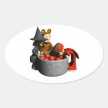 Bobbing For Apples Oval Sticker