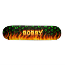 Bobby skateboard fire and flames design.