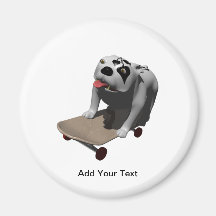 Bobo rides his skateboard fridge magnet
