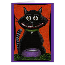 BOBO the BLACK CAT & SKULL COLLAR - Halloween card