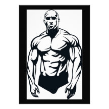 body-builder_vector_image man muscular sports personalized invitation