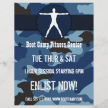 Body Madness Blue Camo Boot Camp Fitness Flyers