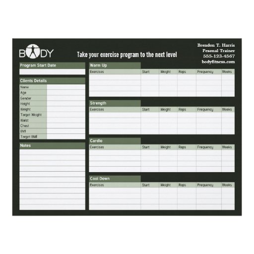 Body Madness Personal Trainer Workout Log Sheets ...
