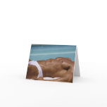 Bodybuilder At Pool Notecard