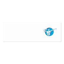 Bodybuilder Flexing Muscles Pointing Side Retro Business Card Template