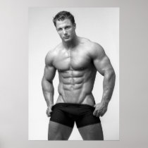 Bodybuilder Showing Abs Poster