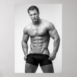 Bodybuilder Showing Abs Poster