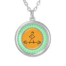 Bodybuilding; green & orange custom necklace