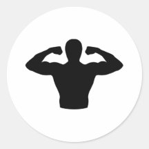 Bodybuilding muscles round sticker
