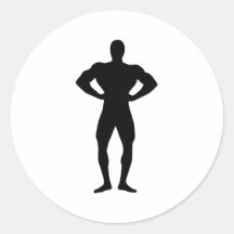 Bodybuilding sports round sticker