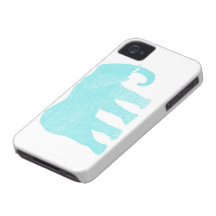 Bohemian Blue Illustration of Elephant IPhone Case Case-Mate iPhone 4 Case