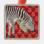 Bohemian Zebras Red Ornament