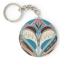 boho art nouveau chic abstract design keychain