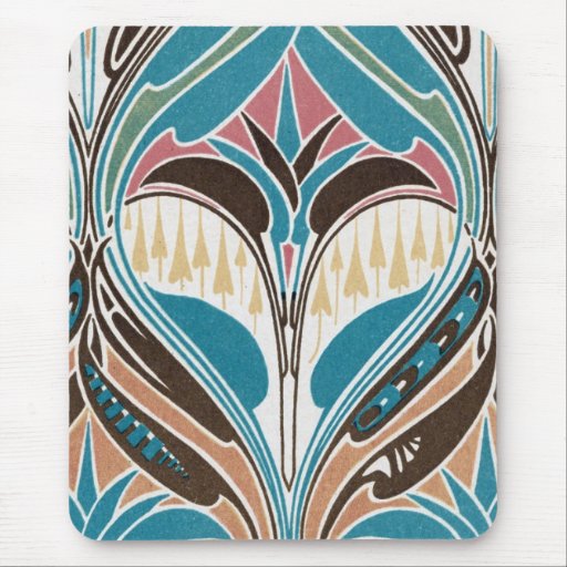 boho art nouveau chic abstract design mouse pad