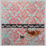 Boho Blue Butterflies &  Vintage Deer Damask Napki napkins