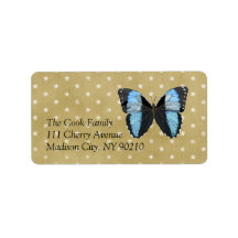Boho Blue Butterfly Label