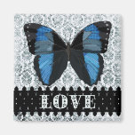 Boho Blue Butterfly Love Art Magnet