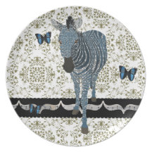 Boho Butterfly & Zeb Damask Plate