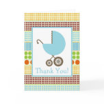Boho Dots & Blue Carriage Baby Shower Thank You