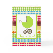 Boho Dots & Green Carriage Baby Shower Thank You