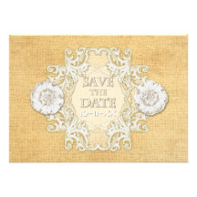 BOHO Faux Burlap n Lace gypsy modern mod style Personalized Invitation