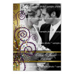 Boho Purple Spirals Gold Thank You Photo Card cards