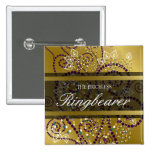 Boho Purple Spirals Gold Wedding Name Tag / Button buttons