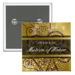 Boho Purple Spirals Gold Wedding Name Tag / Button buttons