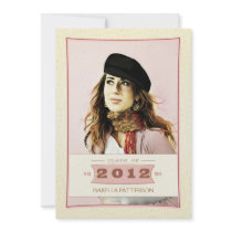 Boho Retro PInk Aged Photo Portrait Graduation Announcement