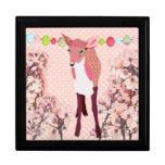 Boîte assez rose d'art de faon de fleurs de cerisi coffret cadeau