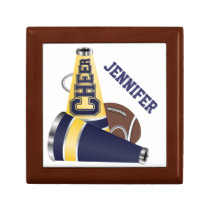 Boîte bleue et jaune du football de mégaphone de t boîtes décorées