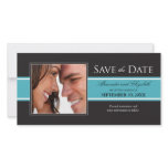 Bold Aqua Stripe Save the Date Announcement