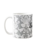 bold black and white damask pattern coffee mug