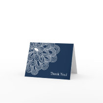 Bold Bloom Navy Blue Bridal Shower Thank You Card