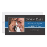 Bold Blue Stripe Save the Date Announcement