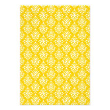 BOLD BRIGHT YELLOW VINTAGE DAMASK PATTERN 1 PERSONALIZED INVITATIONS