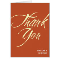 Bold brush stroke brick red thank you cards cards