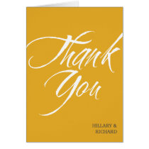 Bold brush stroke golden yellow thank you cards cards