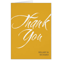 Bold brush stroke golden yellow thank you cards