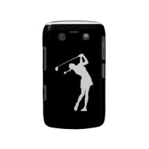 Bold Case Lady Golfer Silhouette White on Black Blackberry Bold Cases