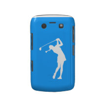 Bold Case Lady Golfer Silhouette White on Blue Case-Mate Blackberry Case