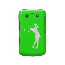 Bold Case Lady Golfer Silhouette White on Green Blackberry Bold Covers