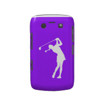 Bold Case Lady Golfer Silhouette White on Purple Blackberry Cases