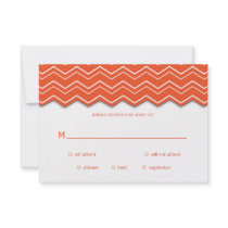 Bold Chevron Orange Tangerine Tango RSVP Personalized Announcement