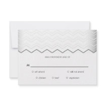 Bold Chevron Silver on White RSVP Personalized Announcement