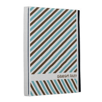 Bold diagonal stripes blue brown personalized iPad caseable cases