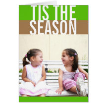 Bold green brown colour stripe modern holiday phot greeting cards
